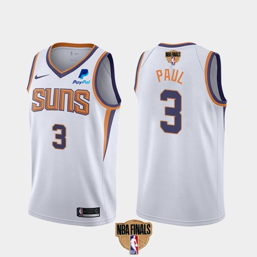 Men's Phoenix Suns #3 Chris Paul 2021 White NBA Finals Association Edition Stitched NBA Jersey